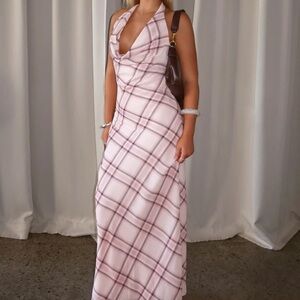 Peppermayo Pink Checkered Maxi Dress